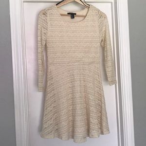 White Lace Long Sleeved Dress